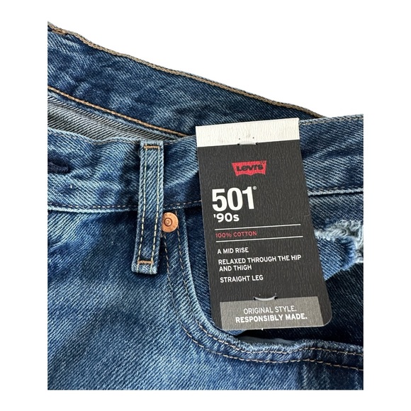 Levis 501 Premium 90s Women's Mid Rise Straight Jeans Size 28x30 - Picture 6 of 9